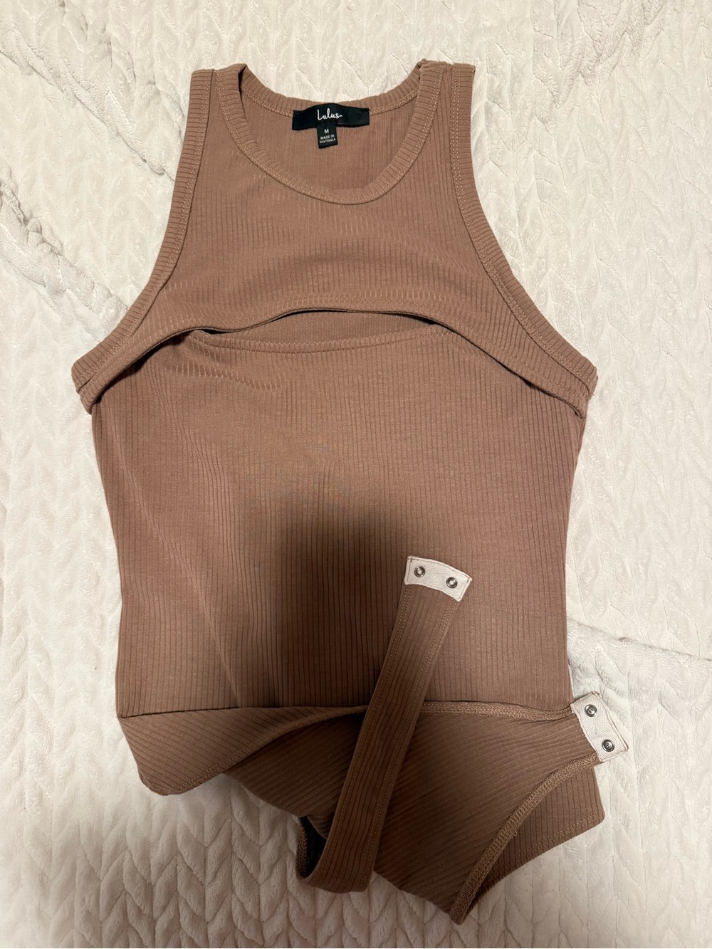 Lulu's Mauve Brown Ribbed Tank Bodysuit